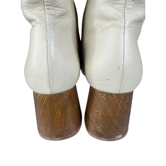 Huma Blanco Leather Ankle Boots White Block Heel Size 40 / US 9 Made in Peru - Picture 7 of 10